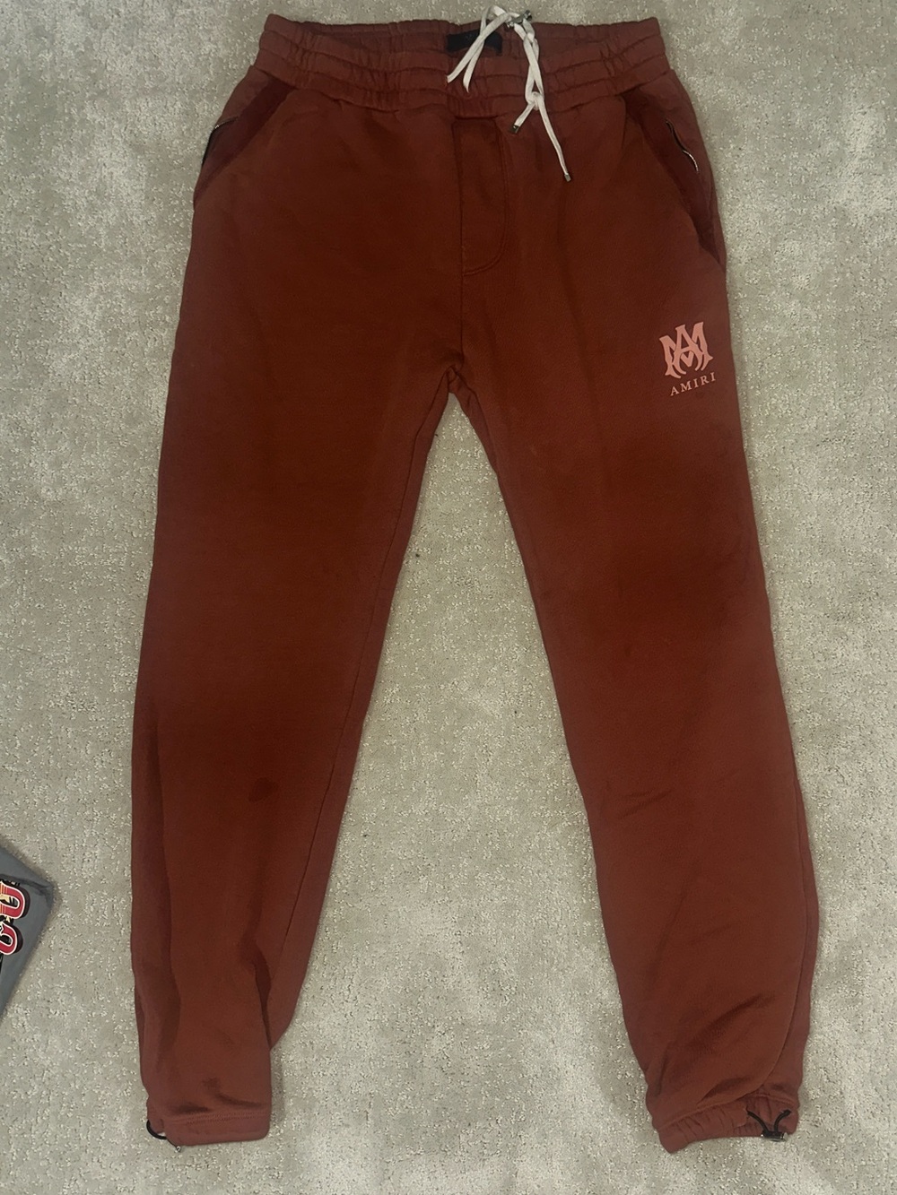AMIRI MA Logo Sweatpants Joggers Rust Burnt Orange XXL Zip Pocket